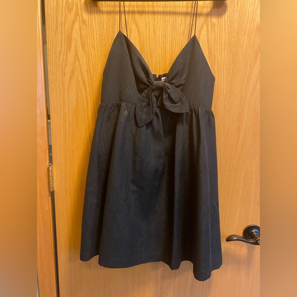 ALICE + OLIVIA Black Bow Tie Spaghetti Strap Mini Party Dress